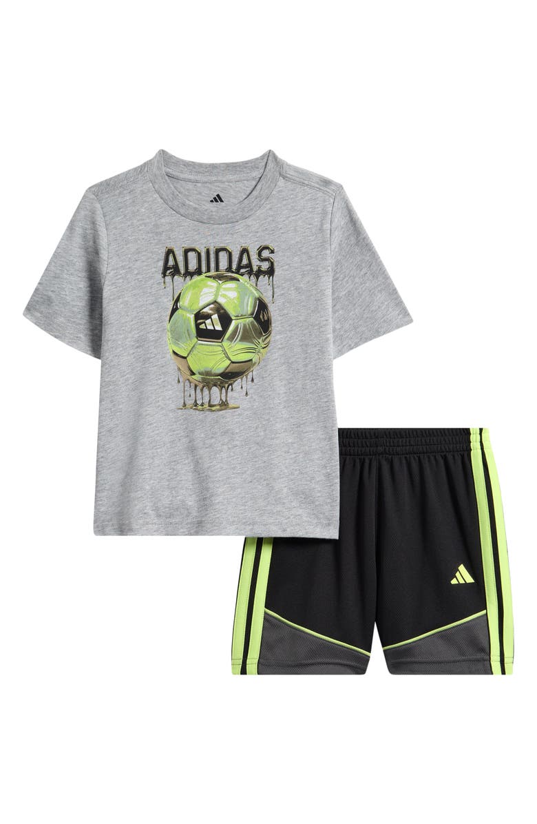 adidas Soccer Ball Graphic T-Shirt & Athletic Shorts Set, Main, color, Medium Grey Heather