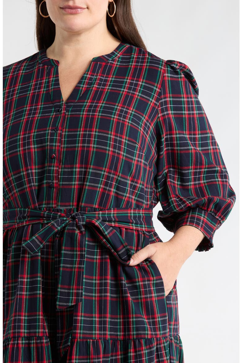 Chapman Plaid Yanis Midi Shirtdress, Alternate, color, NAVY-MULTI