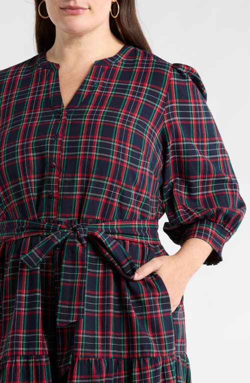 Sugarlips Chapman Plaid Yanis Midi Shirtdress In Black
