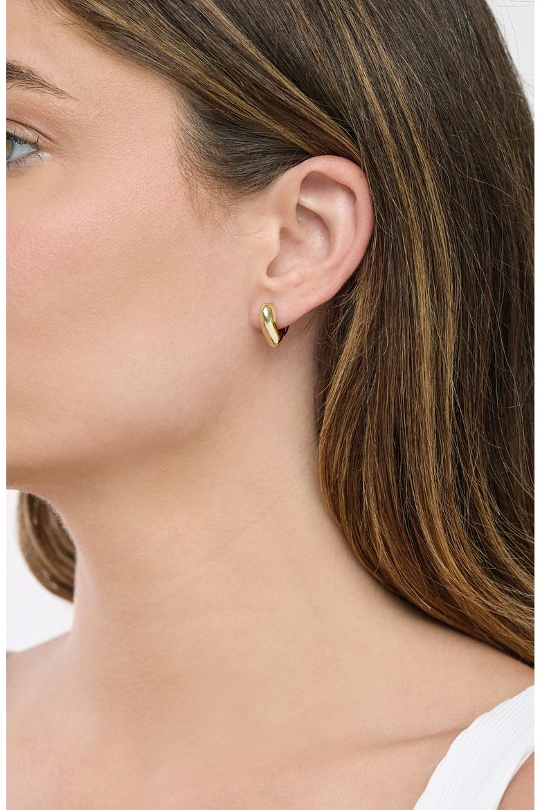 14k Gold Heart Huggie Earrings, Alternate, color, 14KY