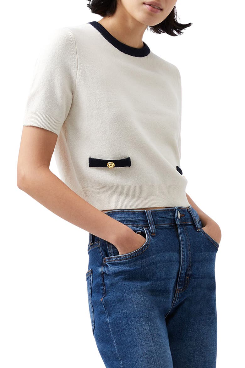 Babysoft Short Sleeve Sweater, Alternate, color, 10-CLASSIC CREAM-MARINE