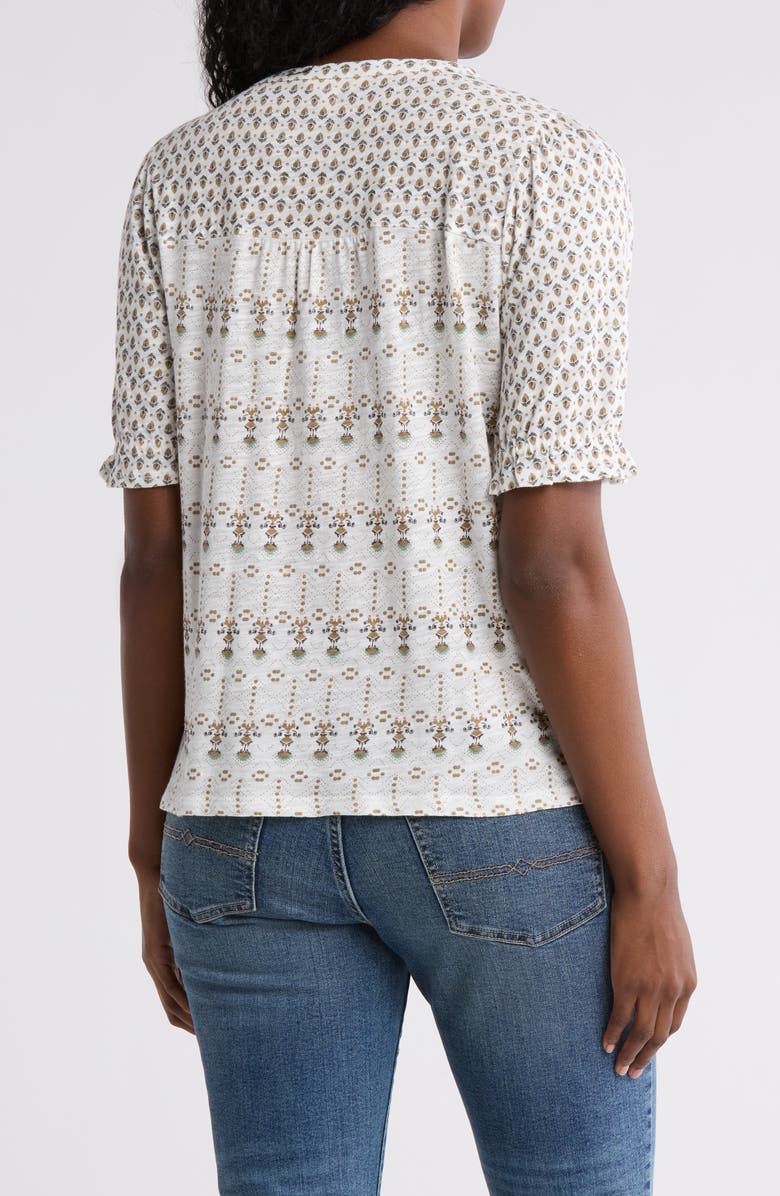Lucky Brand Patterned Button-Up T-Shirt, Alternate, color, Cream Multi