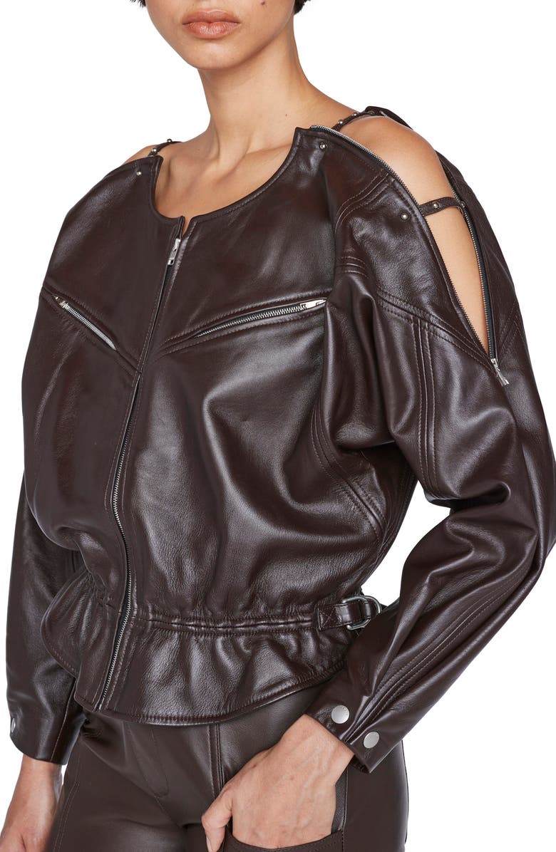 FRAME Crop Leather Jacket, Alternate, color,