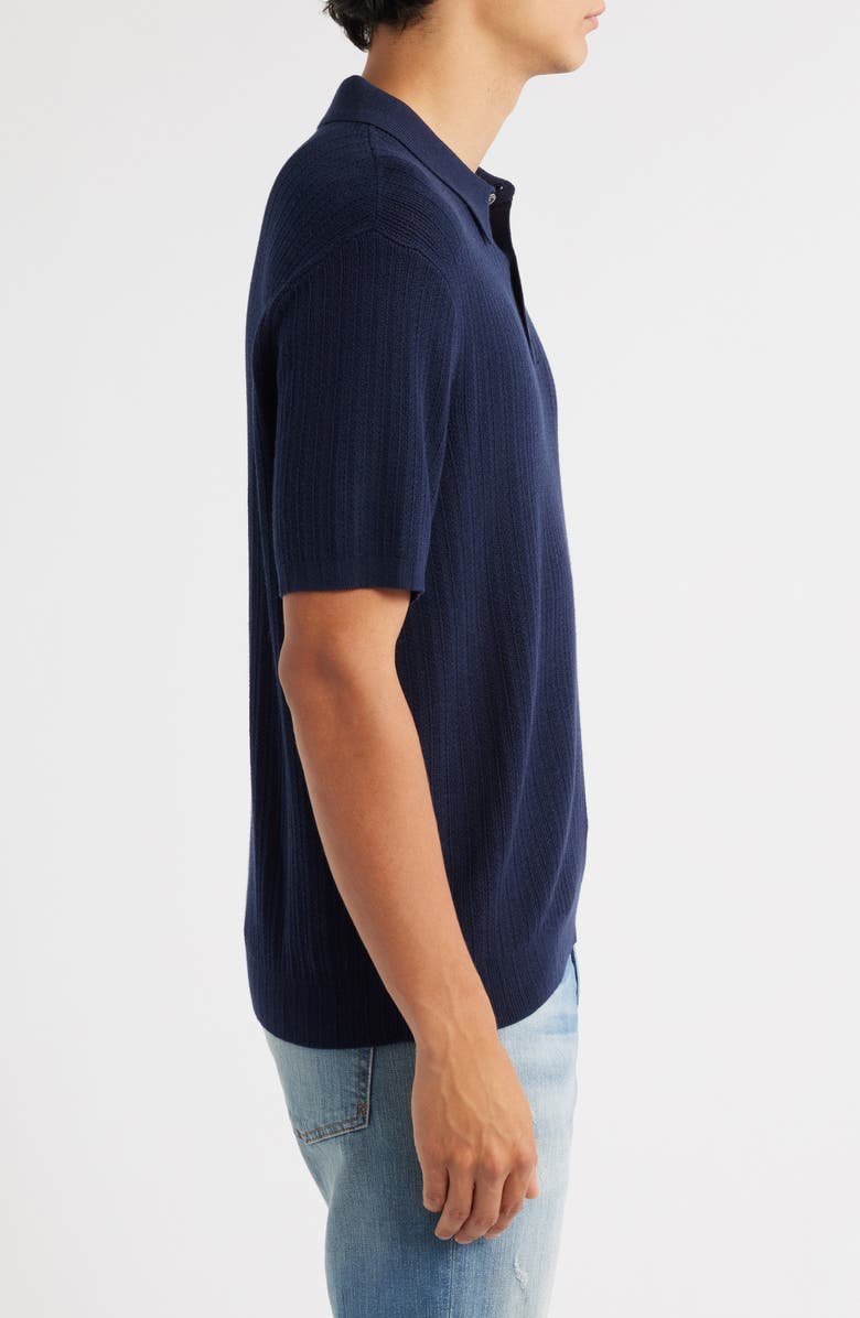 Madewell Tuck Stitch Three-Button Polo Sweater, Alternate, color, Midnight Navy