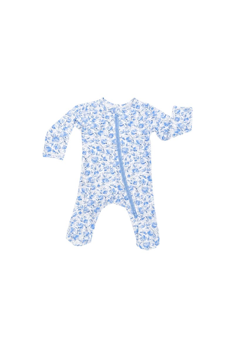 Modal Zip Footie in Blue Florals, Main, color, Blue