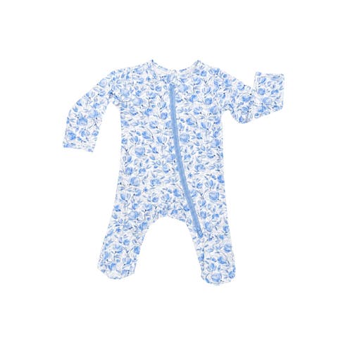 Modal Zip Footie in Blue Florals
