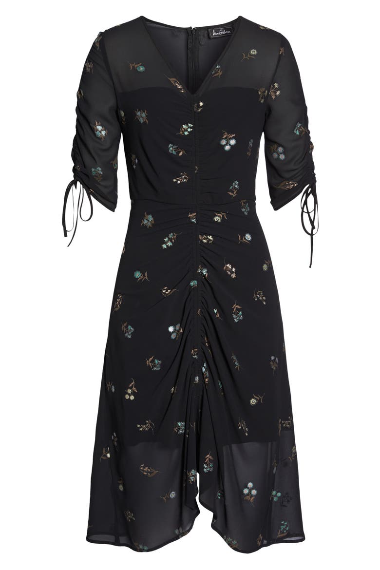 Floral Midi Dress, Alternate, color, BLACK
