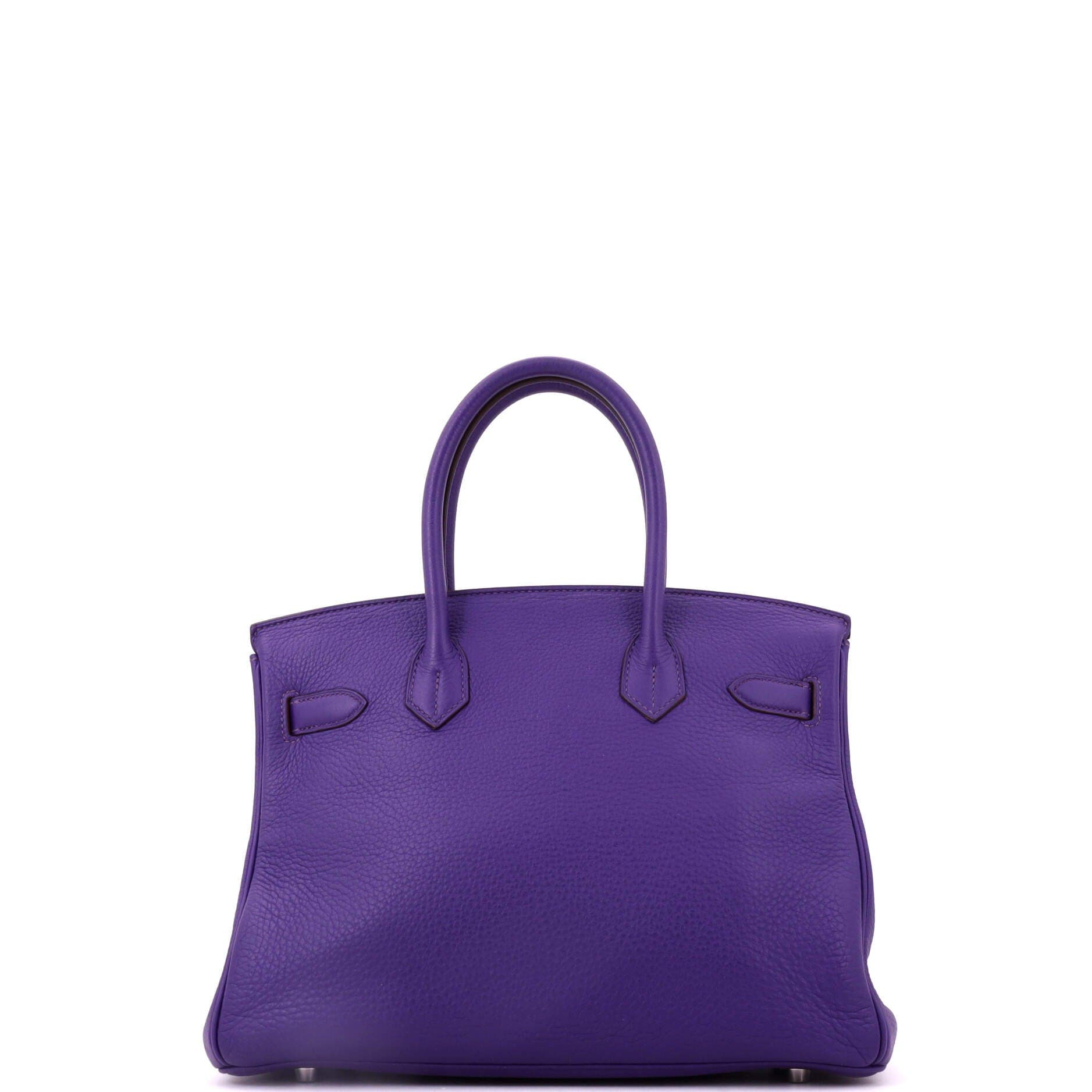 Pre-Owned Hermes Birkin Handbag Purple Clemence with Palladium Hardware 30, Alternate, color, Iris
