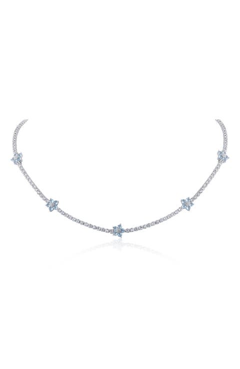 Stationed Flower Cubic Zirconia Necklace