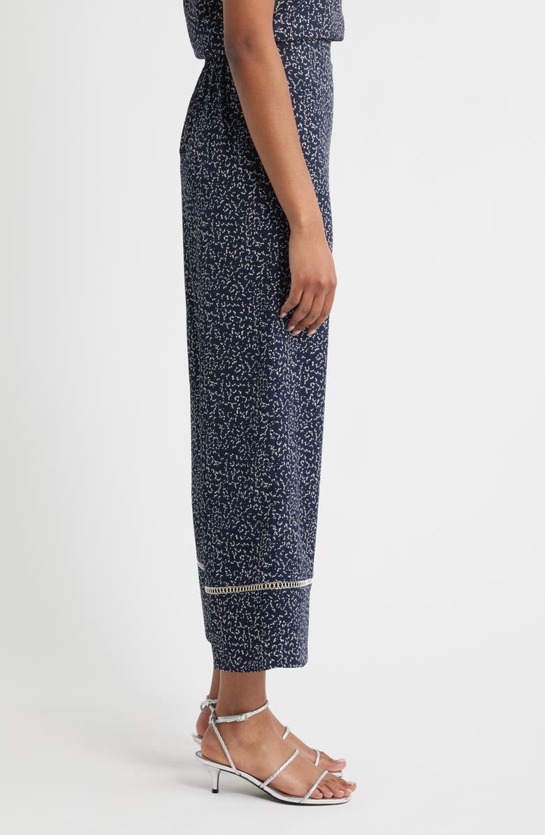 Bobeau Trim Inset Wide Leg Pants, Alternate, color, Navy/ Ivory