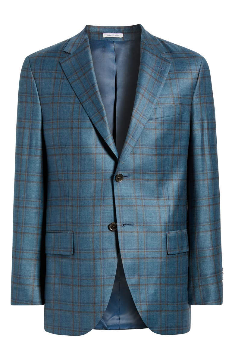 Peter Millar Hartford Classic Fit Teal Plaid Wool Sport Coat, Alternate, color, Green