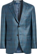 Peter Millar Hartford Classic Fit Teal Plaid Wool Sport Coat