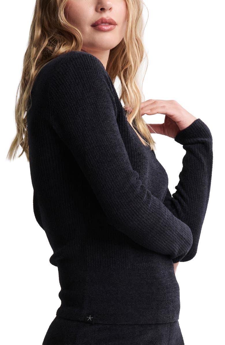 Barefoot Dreams<sup>®</sup> CozyChic<sup>®</sup> Ultra Lite<sup>®</sup> Scallop Scoop Neck Lounge Top, Alternate, color, Black