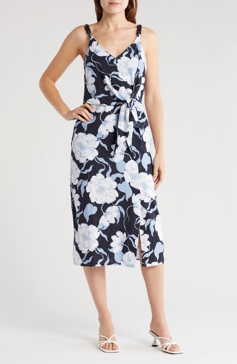 Ellen Tracy Side Tie Linen Blend Midi Dress | Nordstromrack Ellen Tracy Side Tie Linen Blend Midi Dress | Nordstromrack