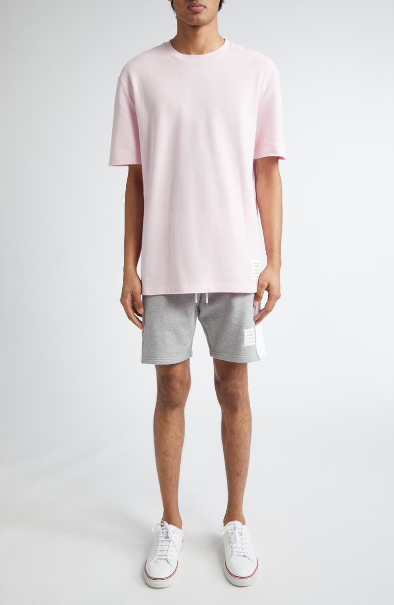 Thom Browne 4-Bar Back Stripe Piqué T-Shirt, Alternate, color, 680 Lt Pink