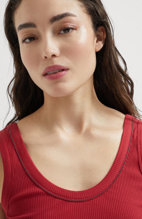 Brunello Cucinelli Ribbed Jersey Top In Red