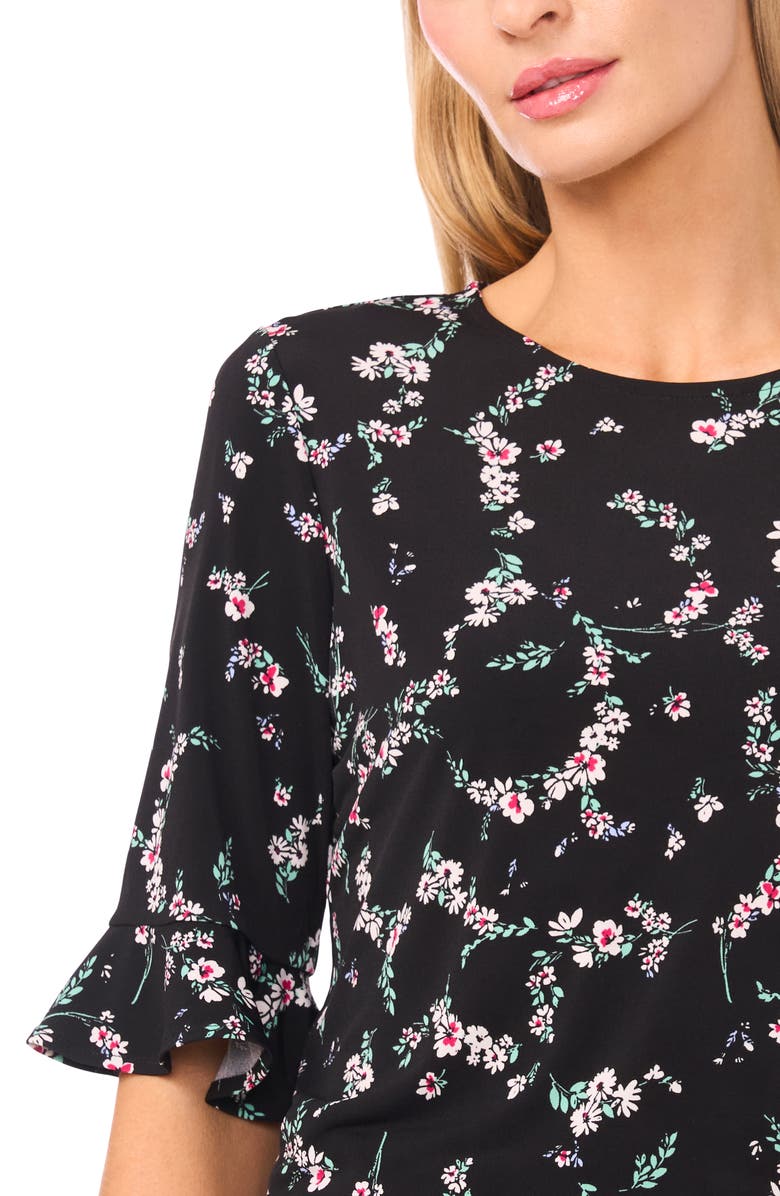 CeCe Floral Ruffle Sleeve Top, Alternate, color, 