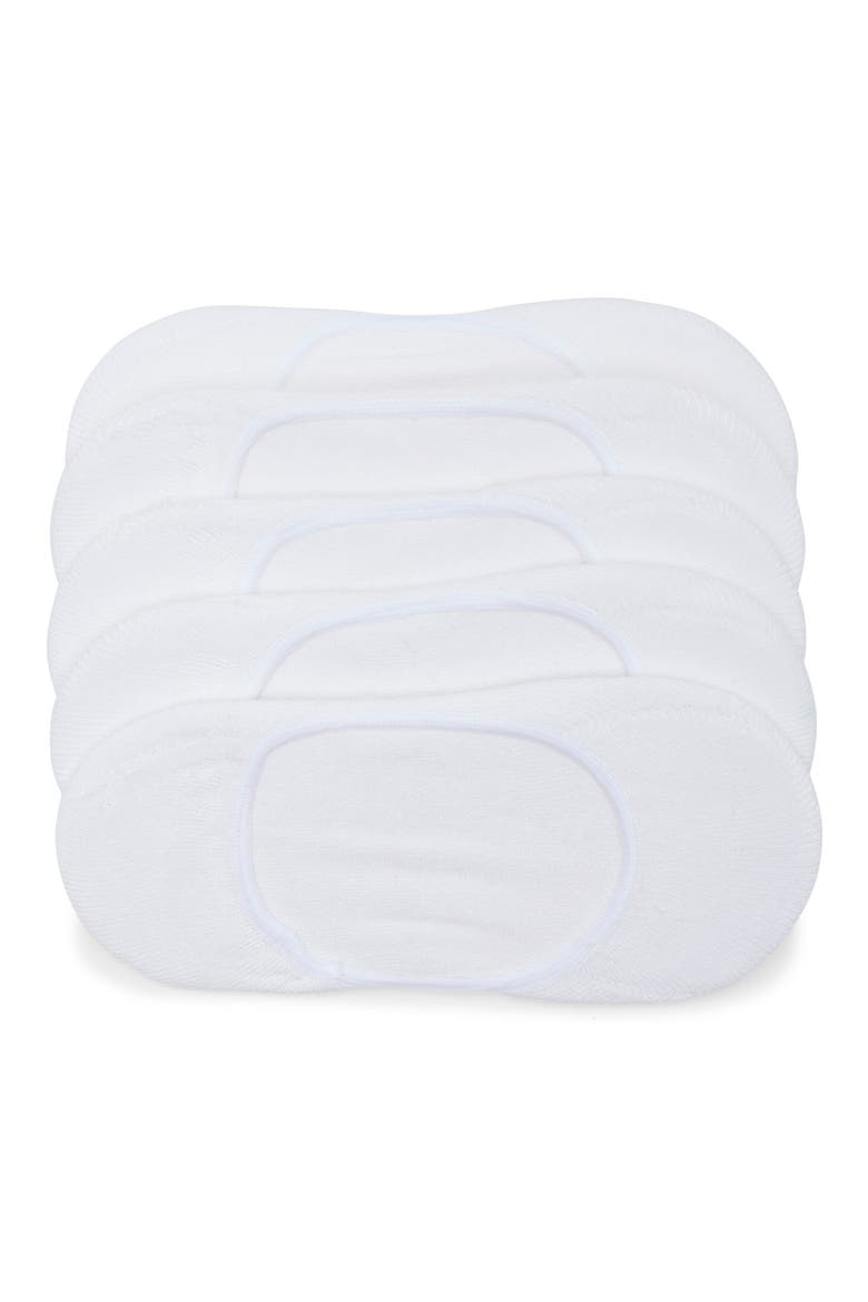 Pillow Sole 5-Pack No-Show Socks, Main, color, WHITE