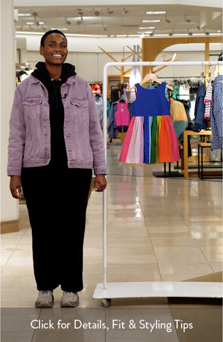 Kids' Rainbow Stripe Cotton Strap Back Dress, sales video thumbnail