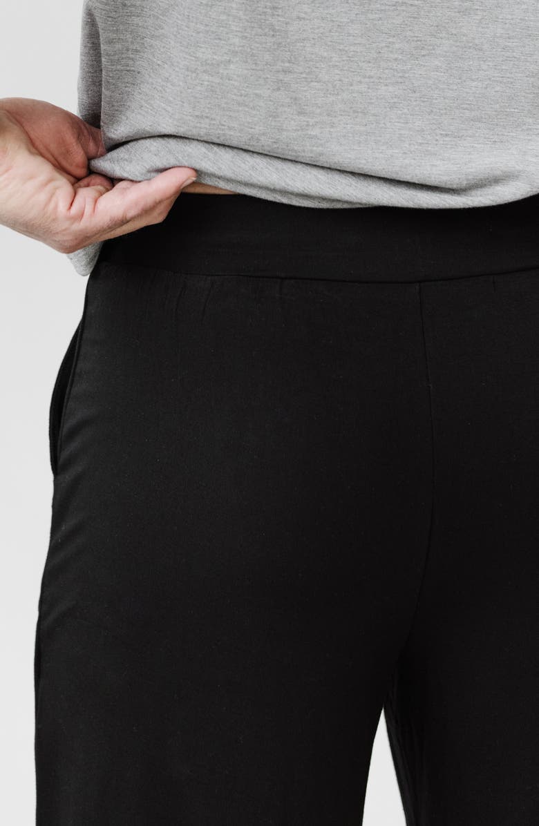 Cozy Earth Tie Waist Stretch Knit Pajama Pants, Alternate, color, Black