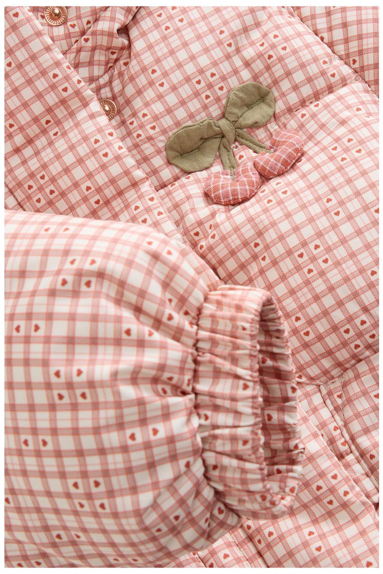Kids' Gingham Hooded Puffer Jacket, Alternate, color, RED