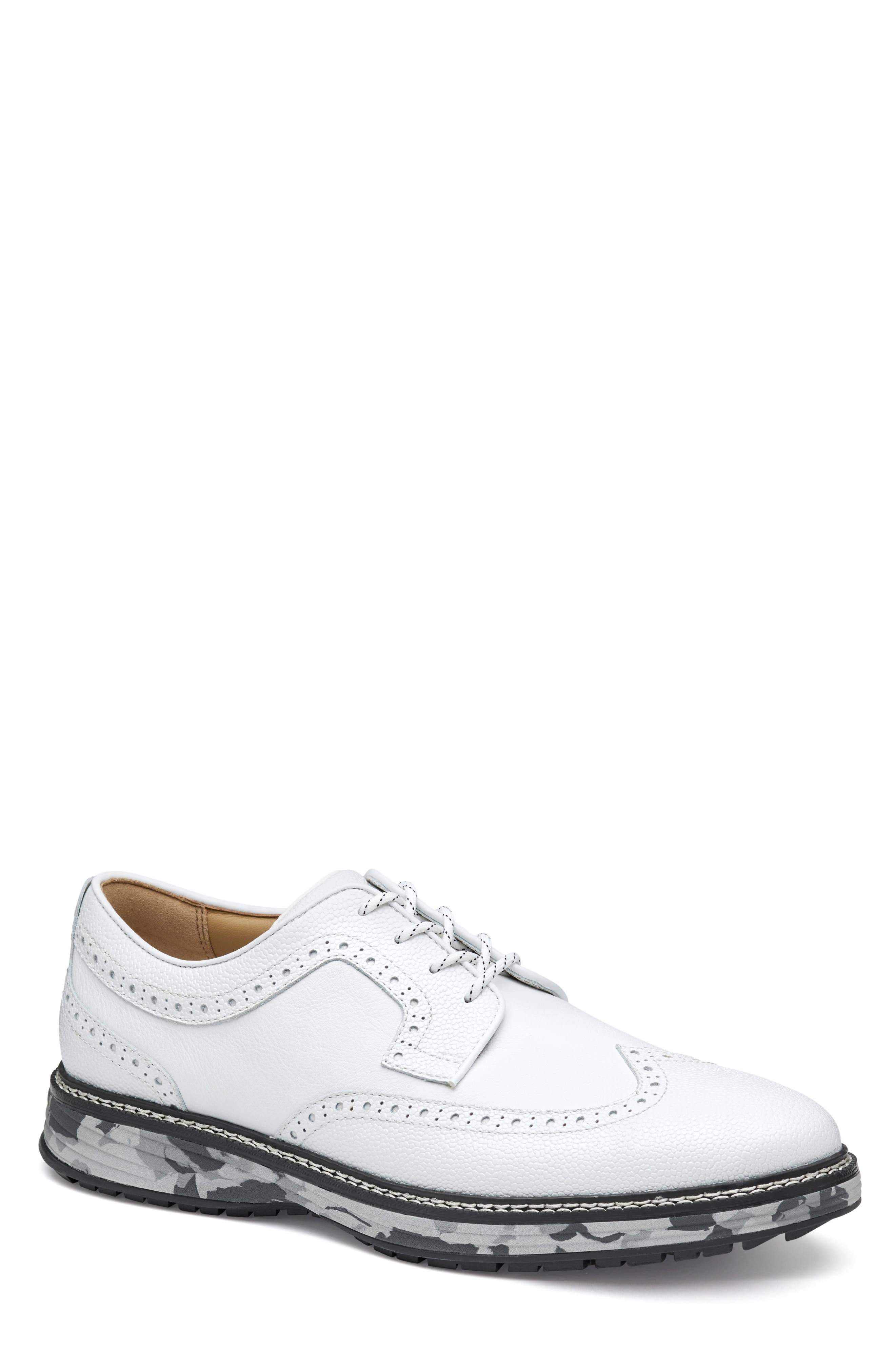 Johnston & Murphy Upton GL3 Luxe Hybrid Waterproof Golf Shoe, Main, color, White Wp Fg/ Scotch Grain