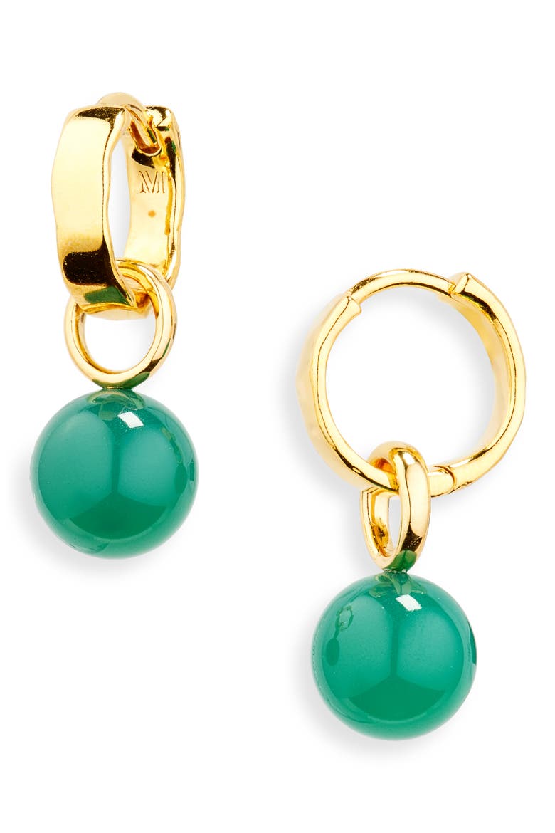 MV Siren™ Muse Stone Hoops, Main, color, 18CT GOLD VERMEIL / GREEN ONYX