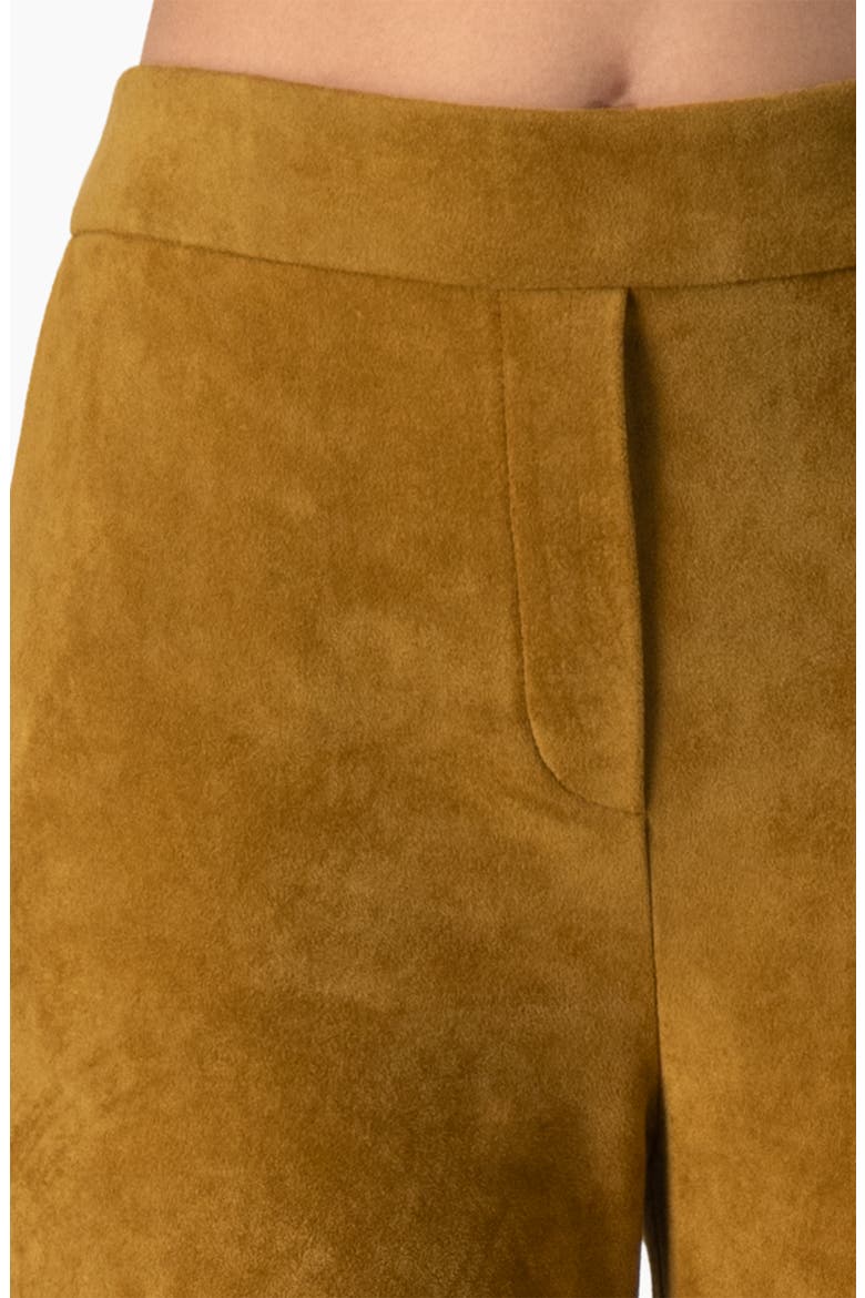 Faux-Suede High-Rise Tailored Flared Trousers, Alternate, color, Khaki