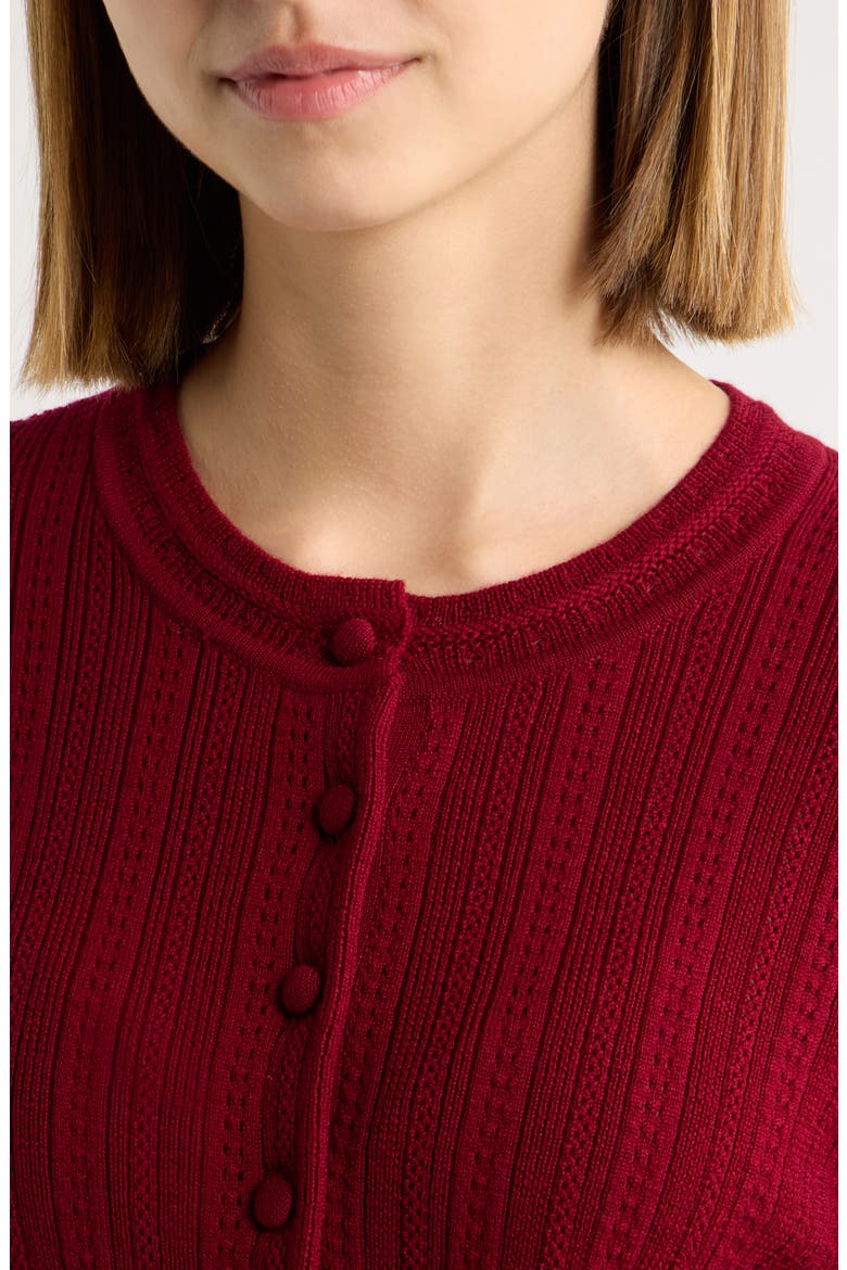 Rhodes Wool Crewneck Cardigan, Alternate, color, POMEGRANITE