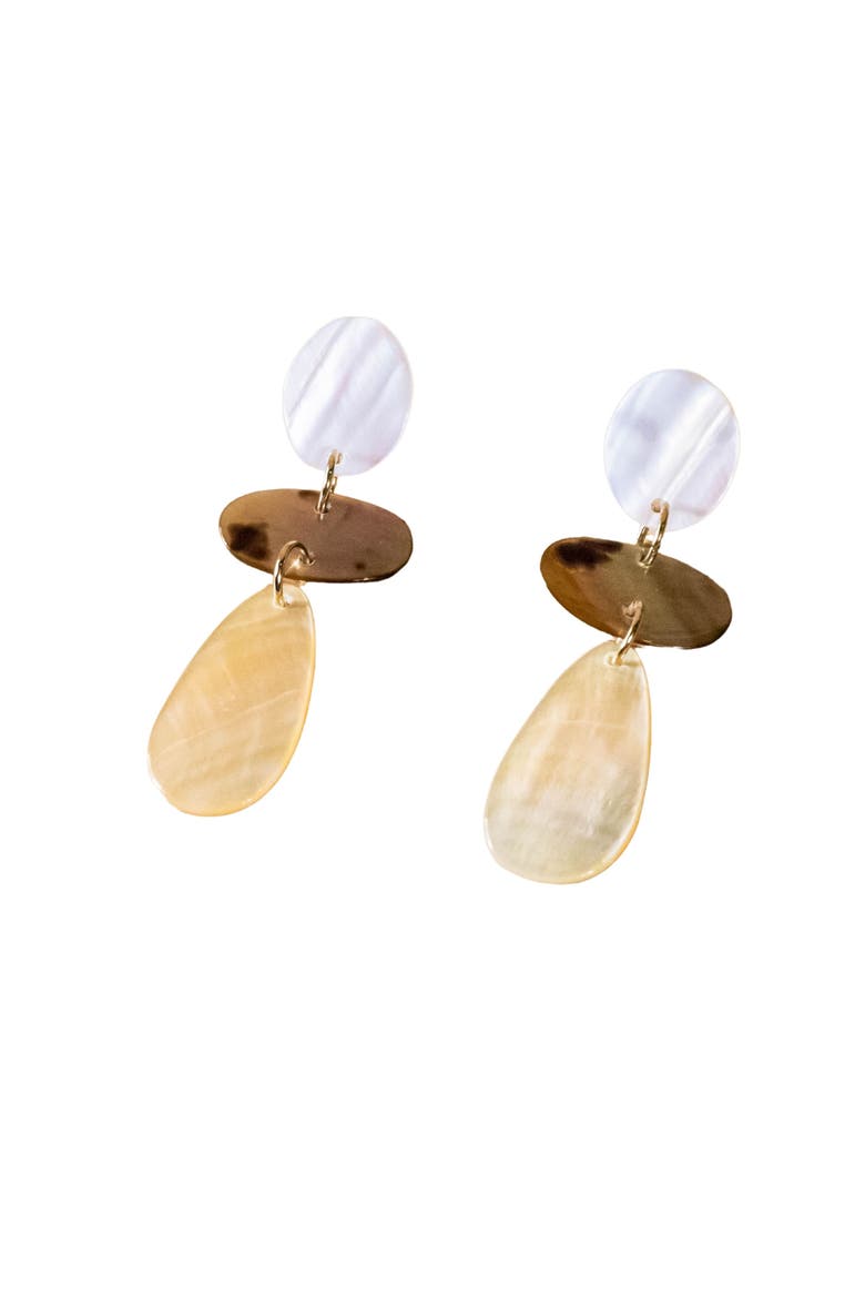Mother-of-Pearl Long Raindrop Dangle Earrings, Main, color, Multicolor