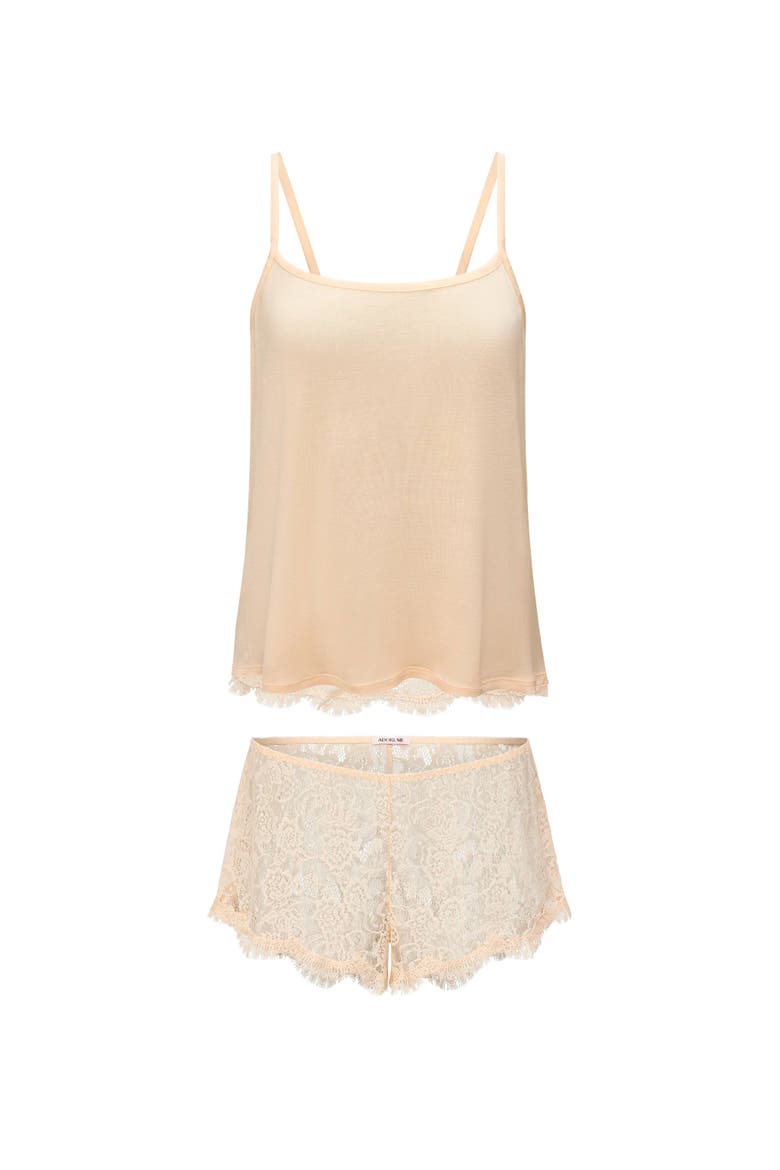 Regin Cami & Shorts Set Lingerie, Alternate, color, Light beige