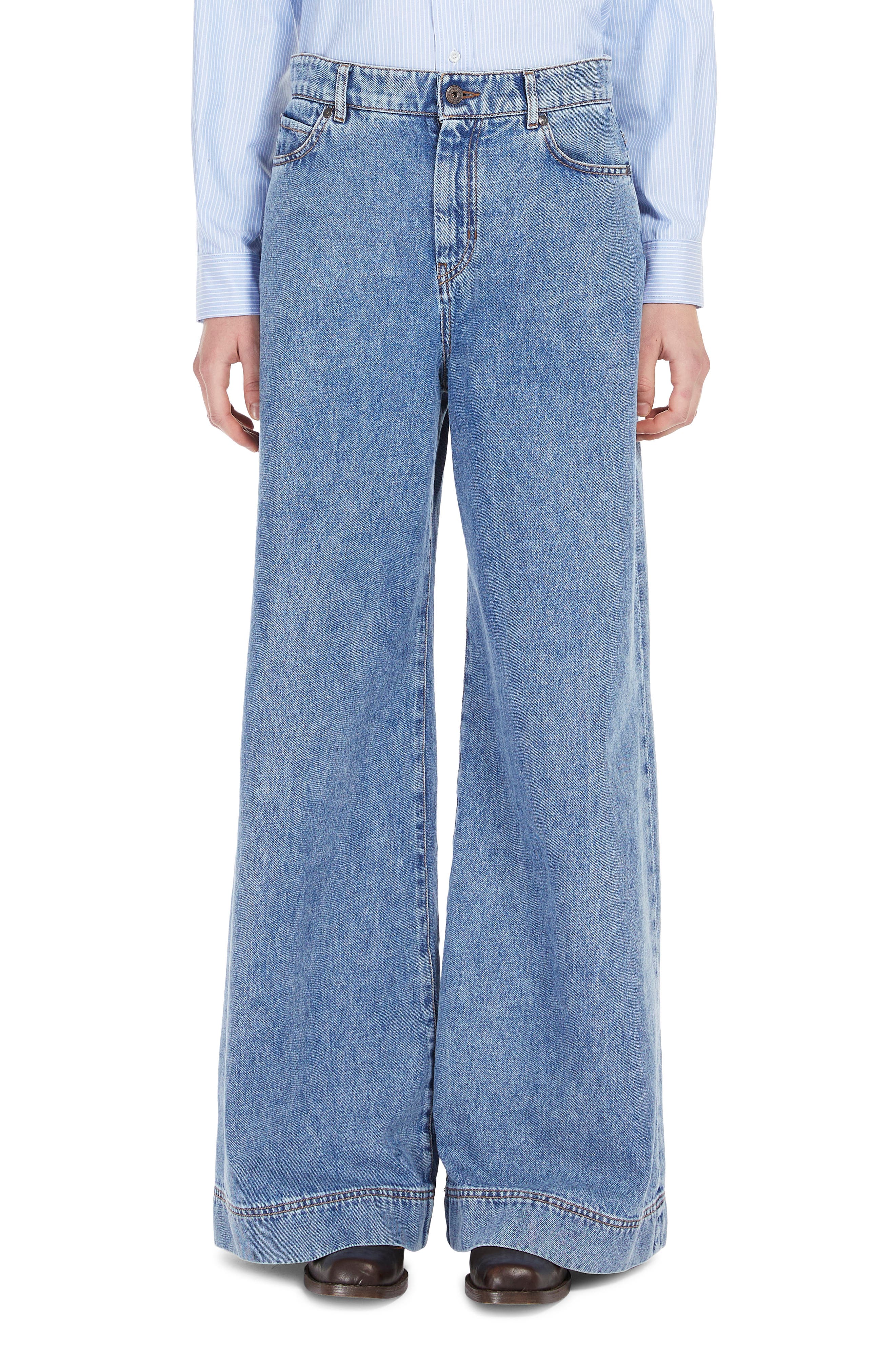 Weekend Max Mara Vega Wide Leg Jeans in Blue 