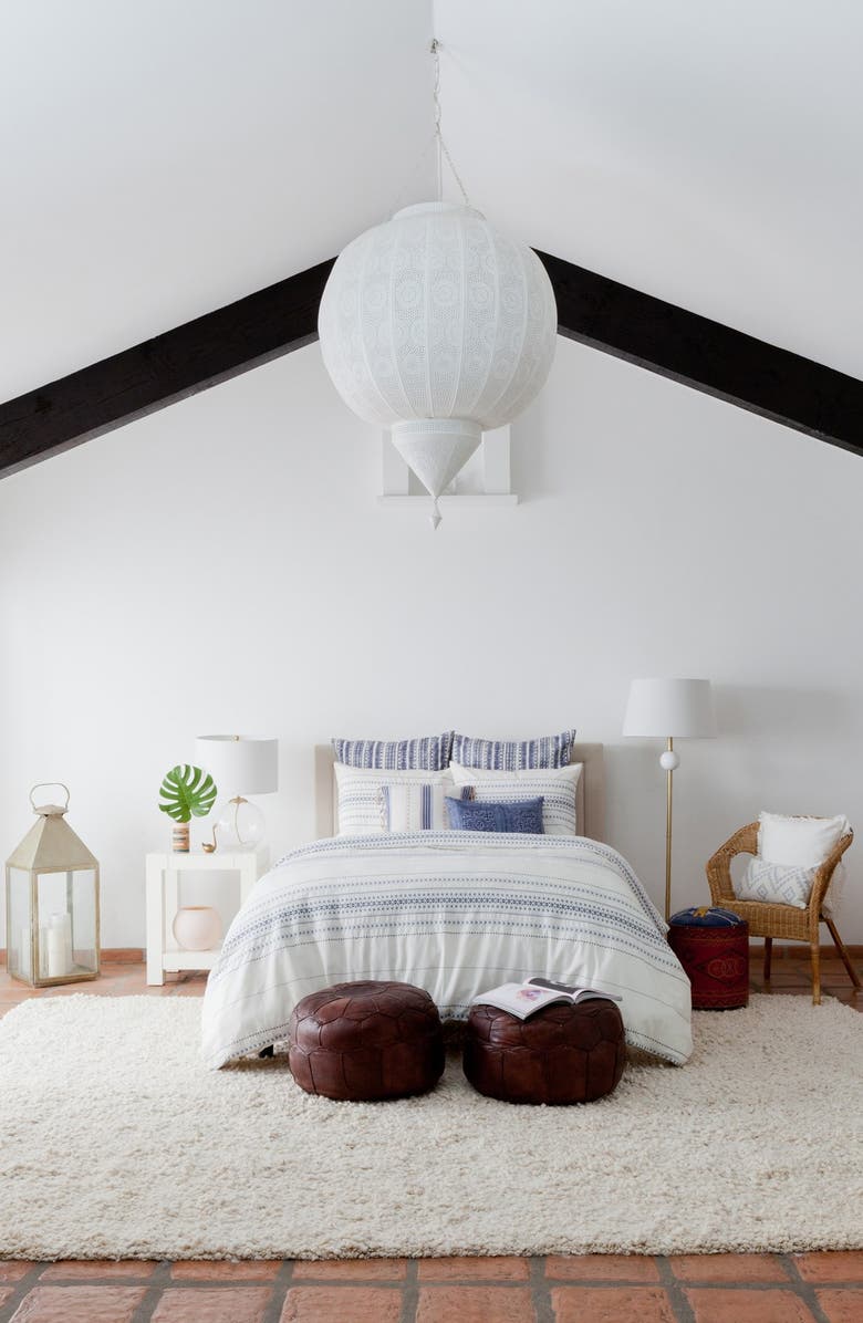 cupcakes and cashmere 'Indigo Stripe' Washed Cotton Canvas Pillow, Alternate, color, 