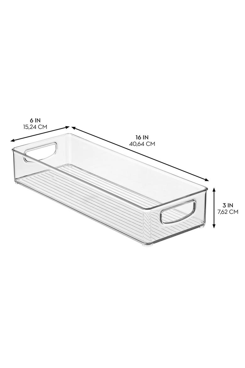Plastic Stackable Pantry Bin - Organizer Bin with Handles for Cabinets or Fridge - Set of 4 - Clear, Alternate, color, Clear