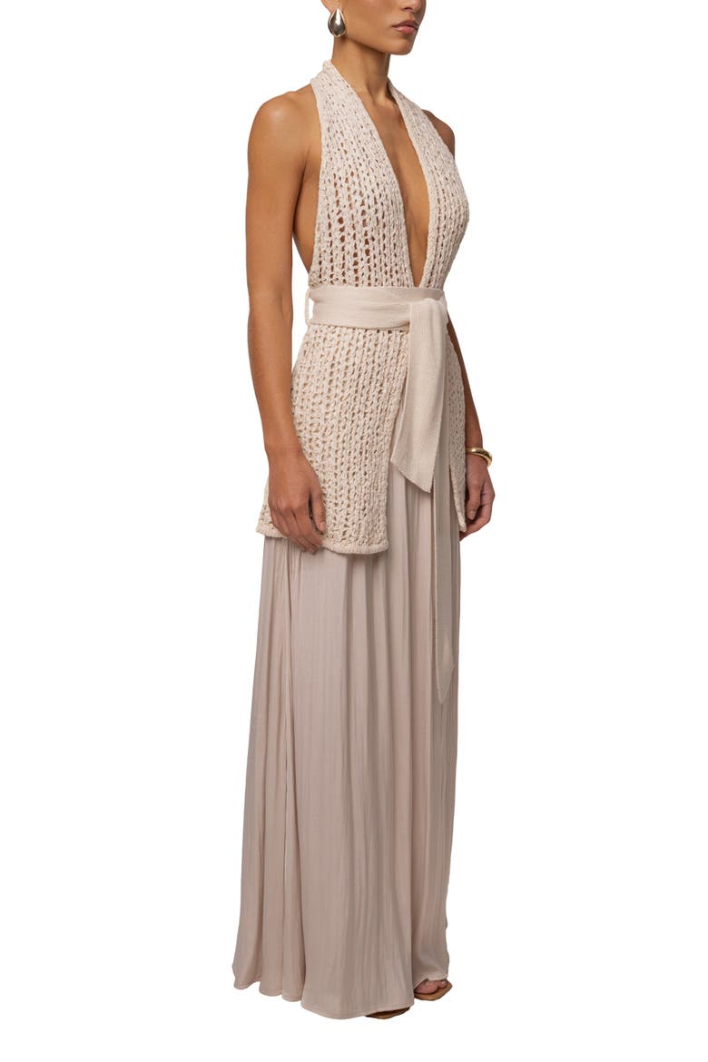 River Satin Maxi Skirt, Alternate, color, Beige