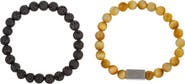 EYE CANDY LOS ANGELES Men's Ethan Set of 2 Stone Beaded Stretch Bracelets