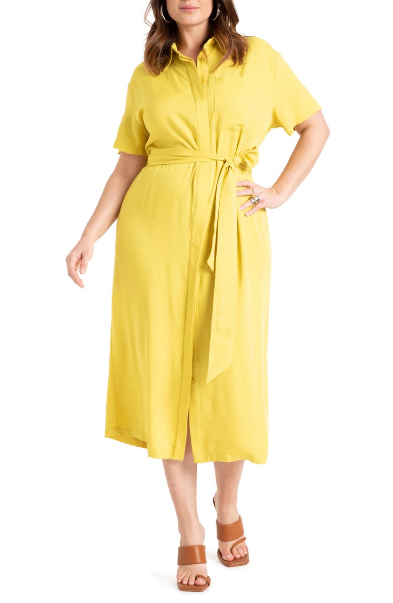 ELOQUII Button-Down Midi Dress, Main, color, 