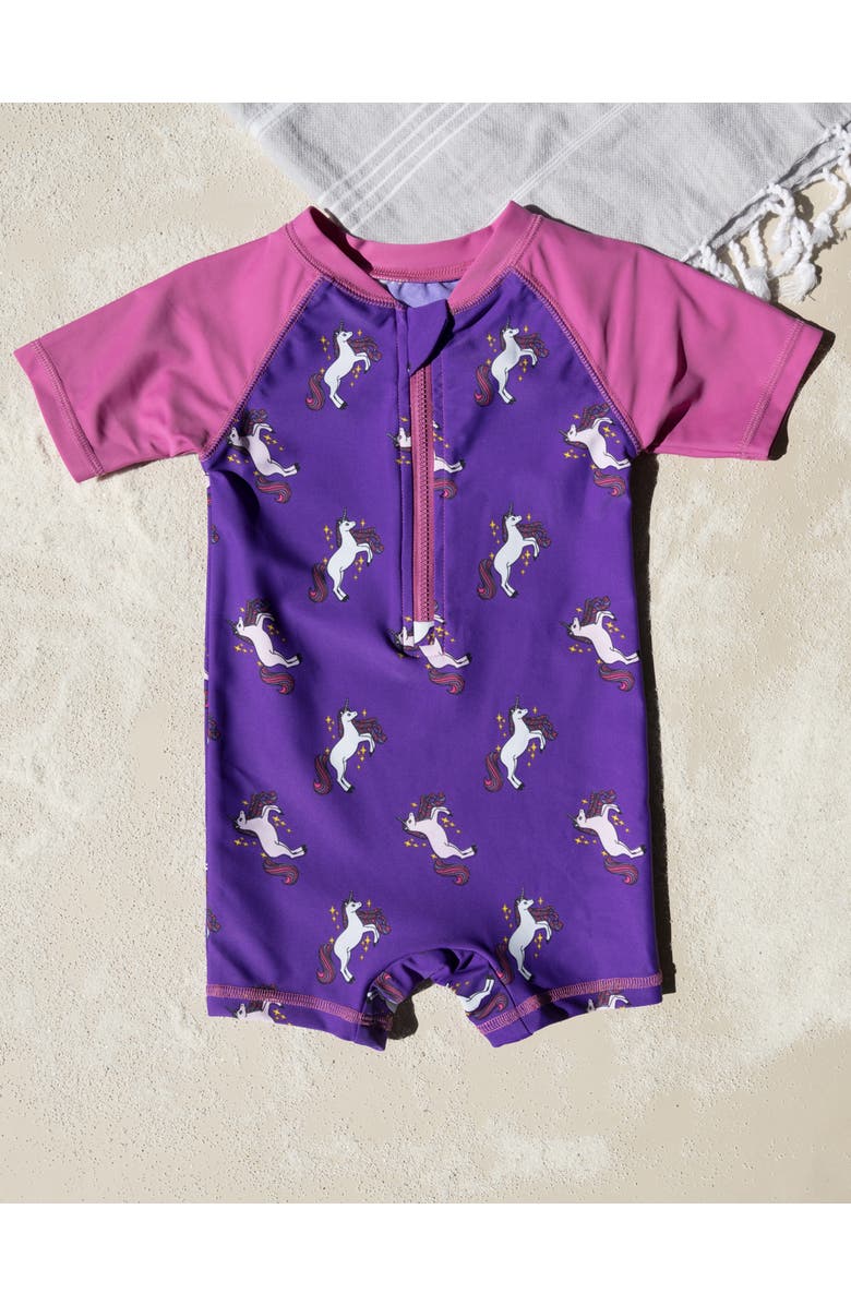 Leveret Baby One-Piece Rashguard, UPF 50+ Sun Protection Swimwear, Alternate, color, Unicorn