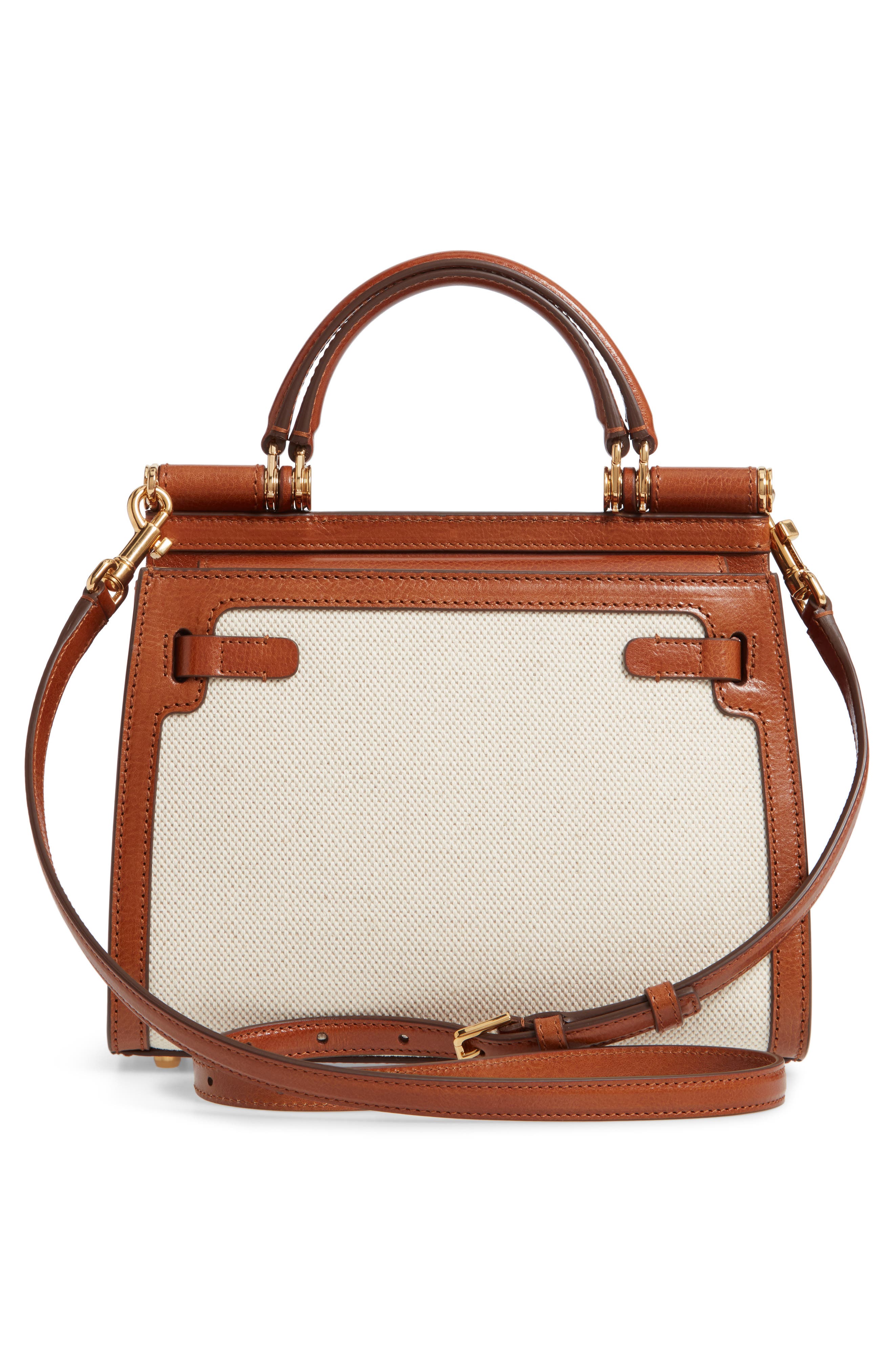 Dolce&Gabbana Sicily 58 Canvas & Leather Satchel, Alternate, color, 