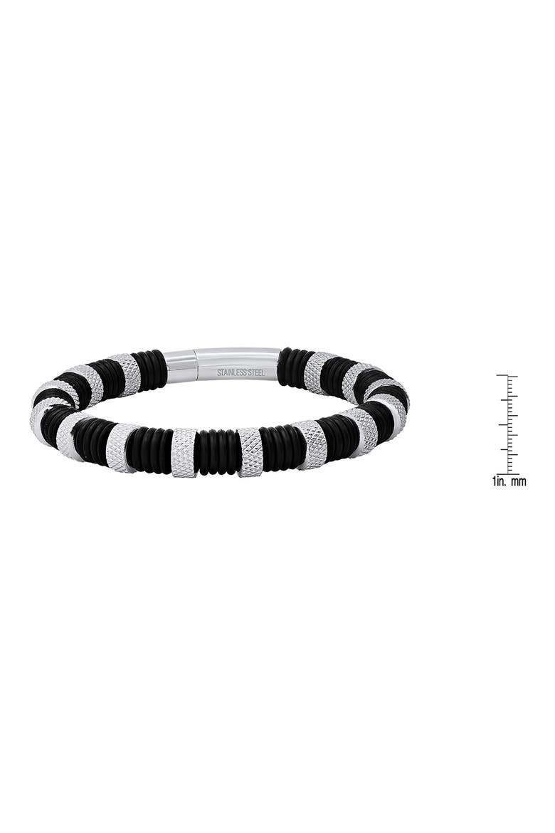 Men's Black Rubber & Stainless Steel Bracelet, Alternate, color, TWO TONE BLACK