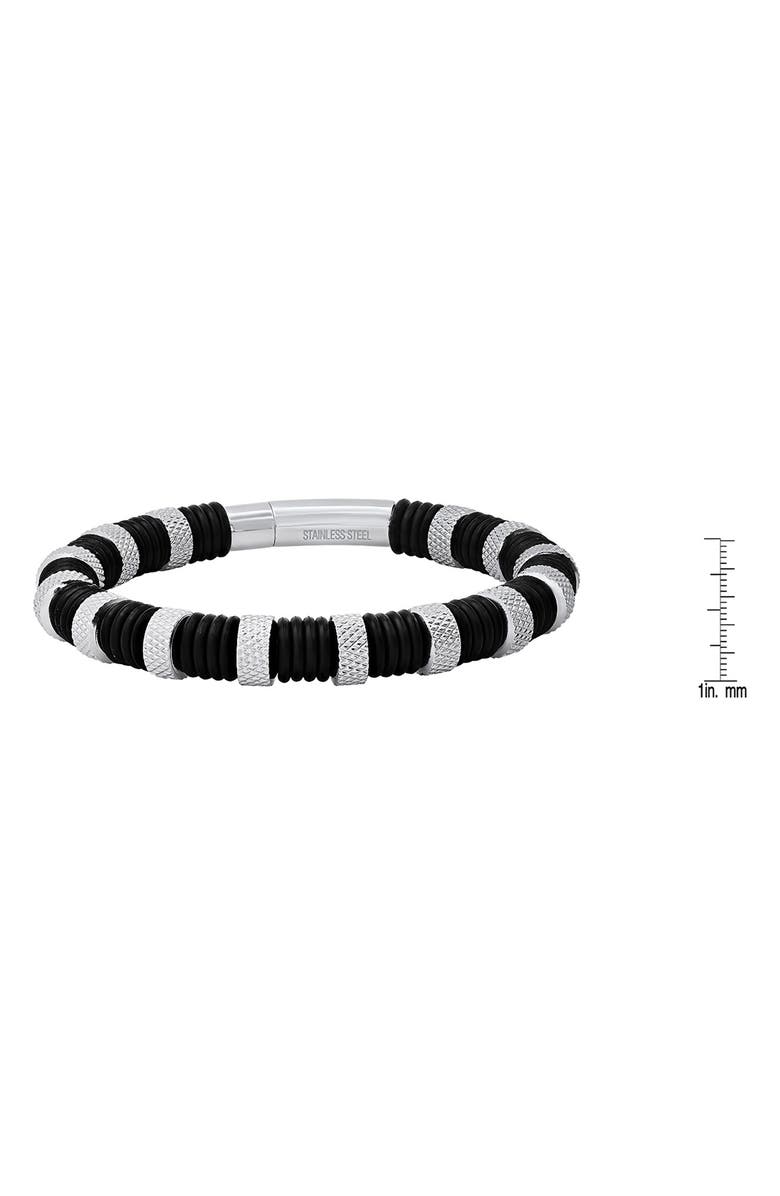 HMY JEWELRY Men's Black Rubber & Stainless Steel Bracelet, Alternate, color, Two Tone Black