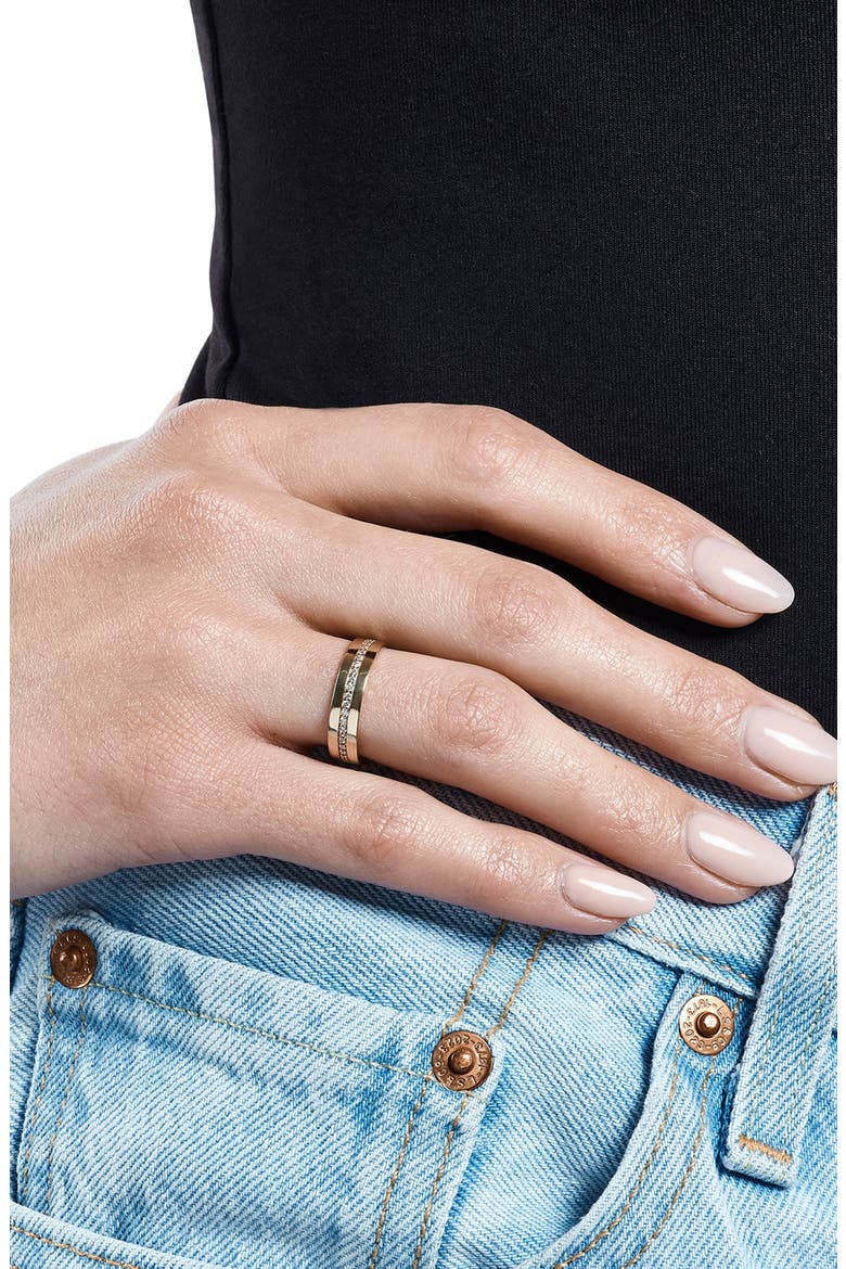 Vanity 14K Gold Single Row Diamond Band Ring, Alternate, color, YELLOW GOLD
