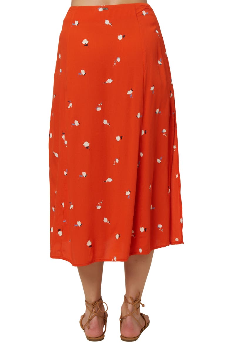 Familia Floral Midi Skirt, Alternate, color, RED CLAY