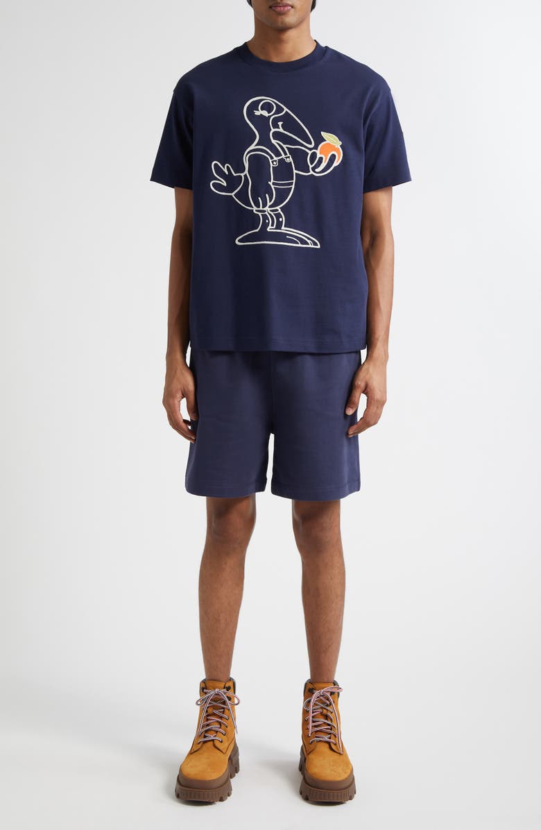 Moncler x Gilga Farm by Donald Glover Embroidered Monduck T-Shirt, Alternate, color, Navy