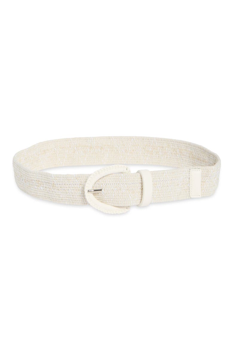 Braided Stretch Belt, Main, color, WHITE/ IVORY