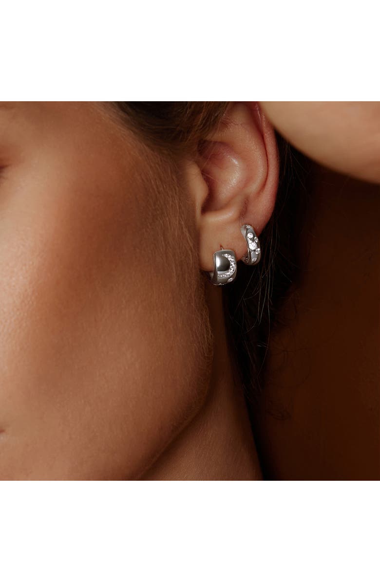 ANIA HAIE Celestial Crystal Pavé Huggie Hoop Earrings, Alternate, color, Silver