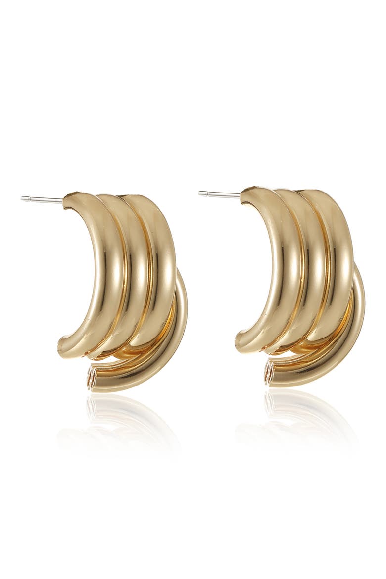 Love Knot Huggie Hoop Earrings, Alternate, color, GOLD