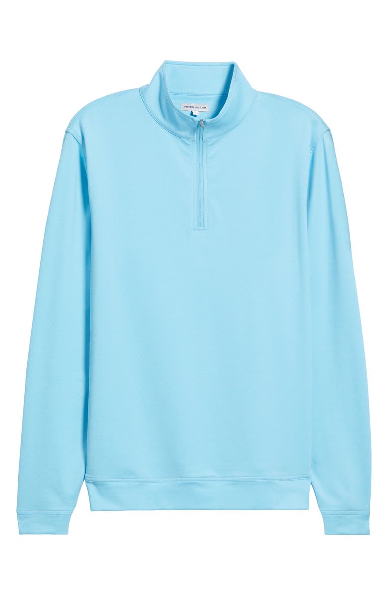 Peter Millar Perth Mélange Performance Quarter Zip Pullover, Alternate, color, Maya Blue