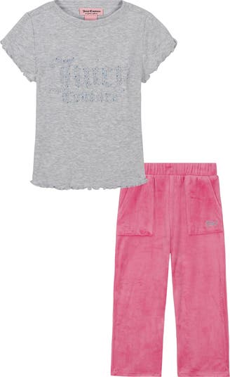 Rhinestone T-Shirt & Velour Pants Set