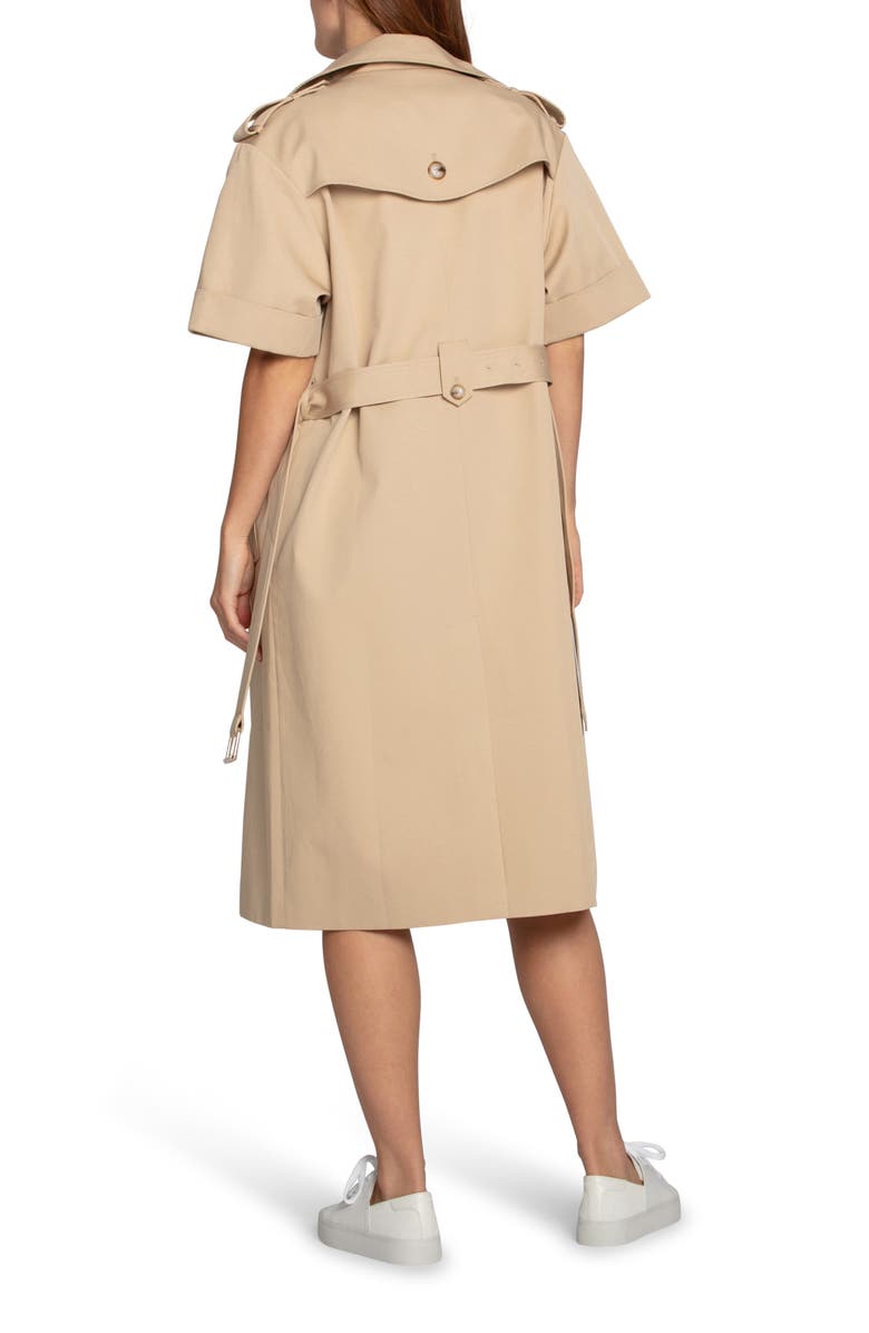 Belle & Bloom Dust & Daring Short Sleeve Cotton Blend Trench Coat, Alternate, color, Camel